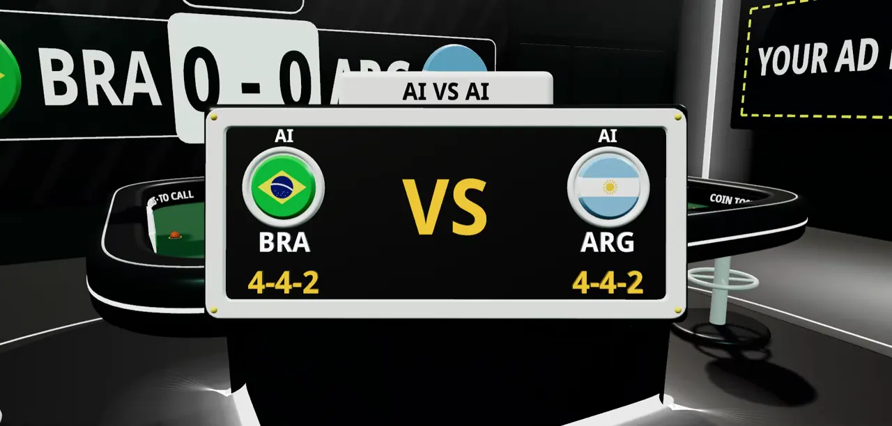 De wedstrijdkaart, AI tegen AI: Brazilië tegen Argentinië, allebei in 4-4-2